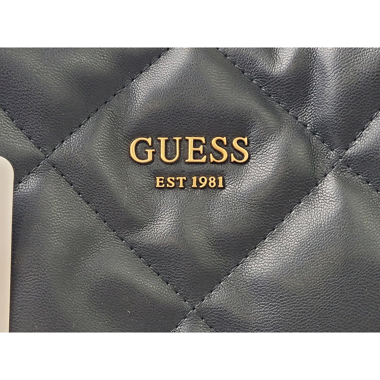 Guess Vikky Tote Handbag 2-Piece Set Black Quilted Faux Leather NWT