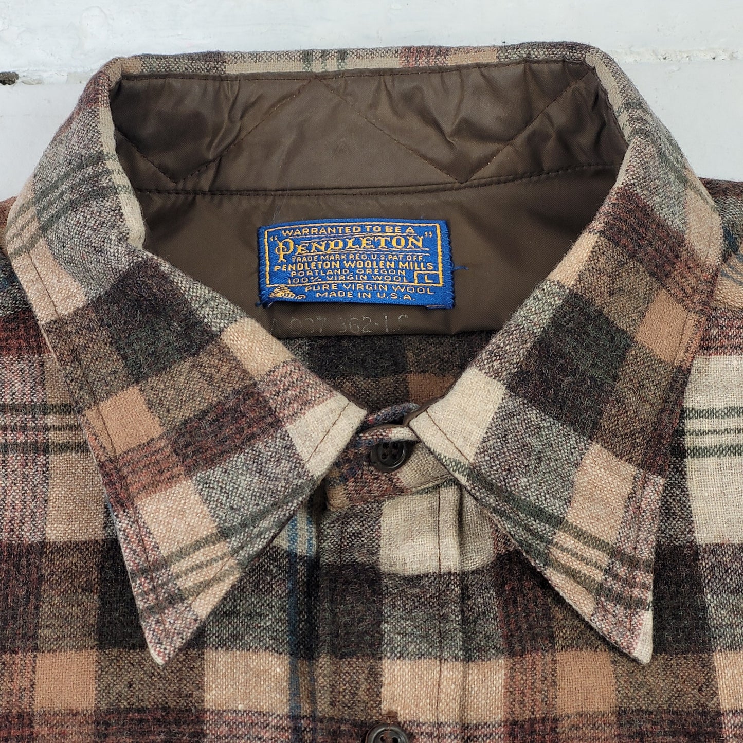 VTG 1970s Pendleton Virgin Wool Flannel Shirt Men's Sz L Made in USA