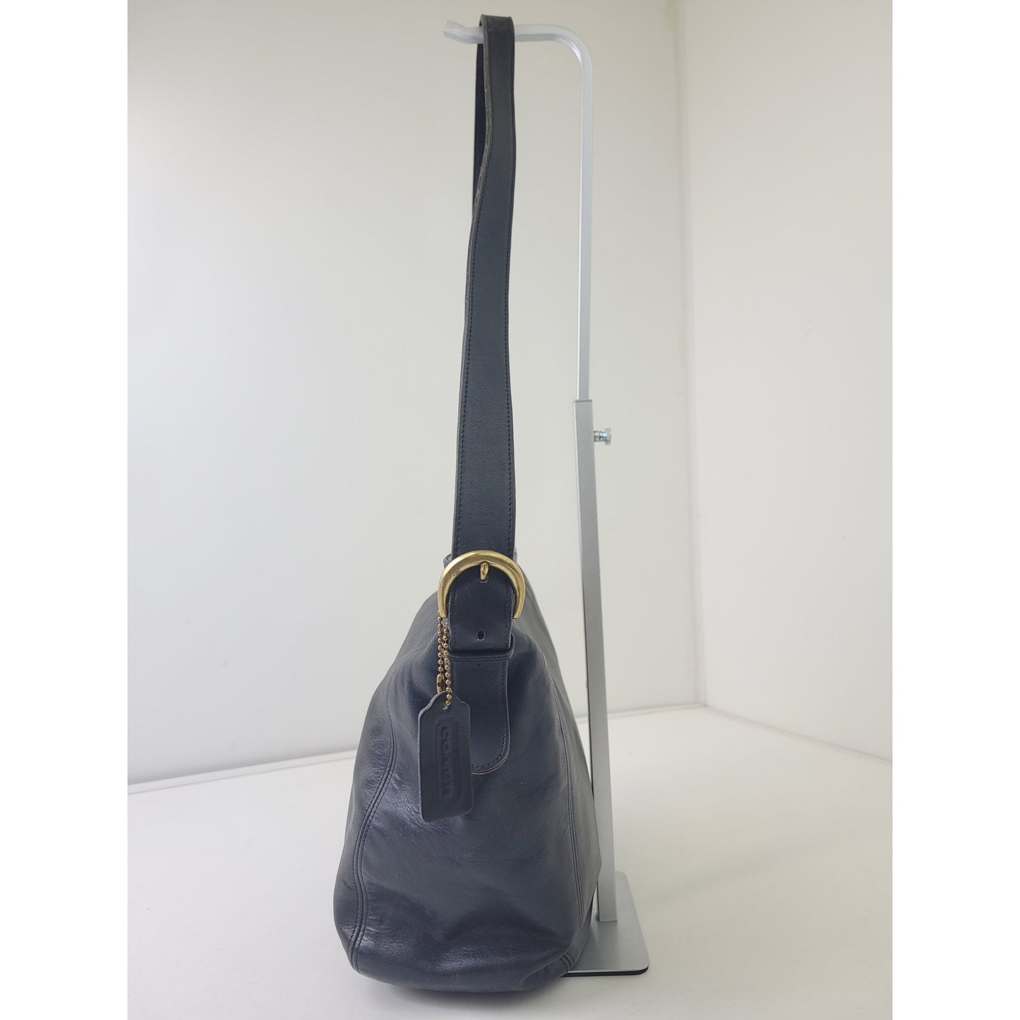 Vintage 90s Coach Duffle Sac Bucket Bag in Black Leather
