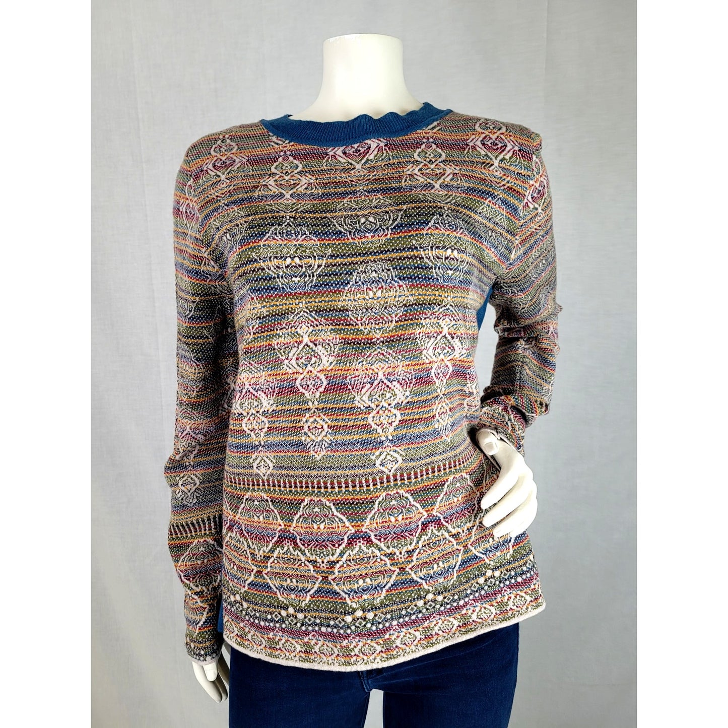 IVKO Woman Multicolor Wool Blend Pullover Sweater Size 40/L