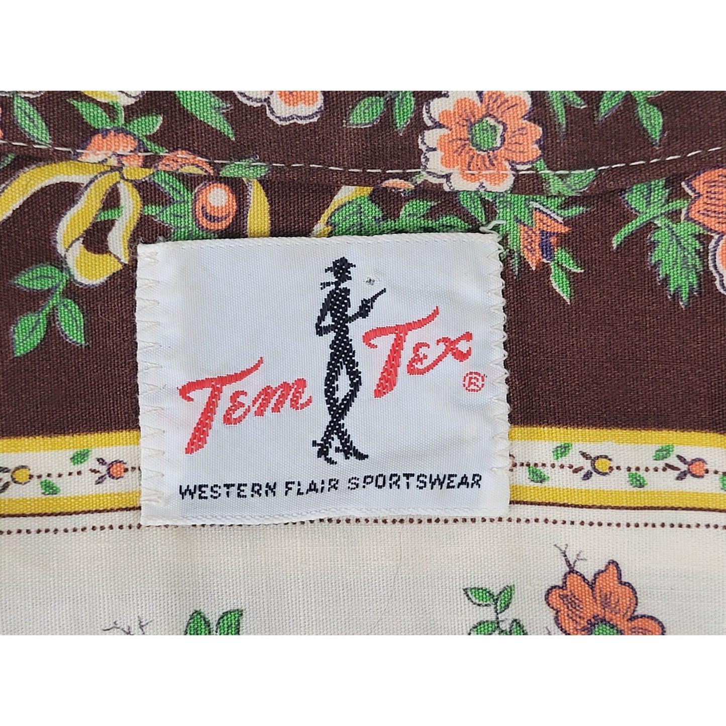 VTG 1970s Tem Tex Western Pearl Snap Floral Print Shirt Men's Sz S
