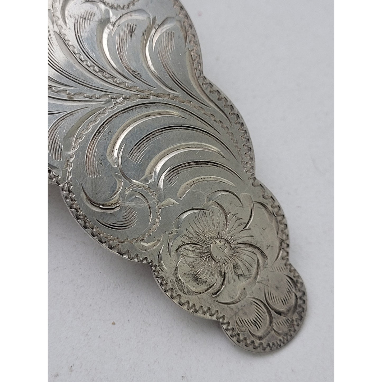 Vintage Diablo Sterling Silver Southwest Floral Tooled 5" Hair Barrette