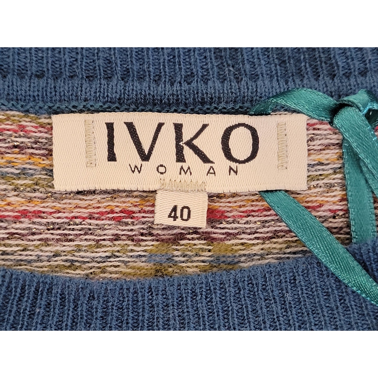 IVKO Woman Multicolor Wool Blend Pullover Sweater Size 40/L