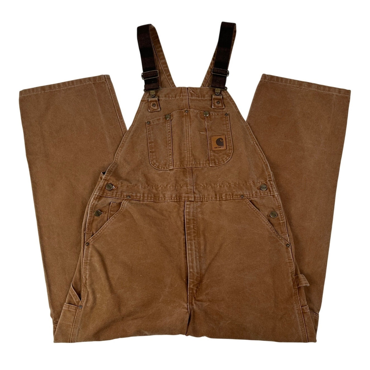 Vintage Carhartt R06 BRN Double Knee Bib Overalls Men's Sz 38 x 32