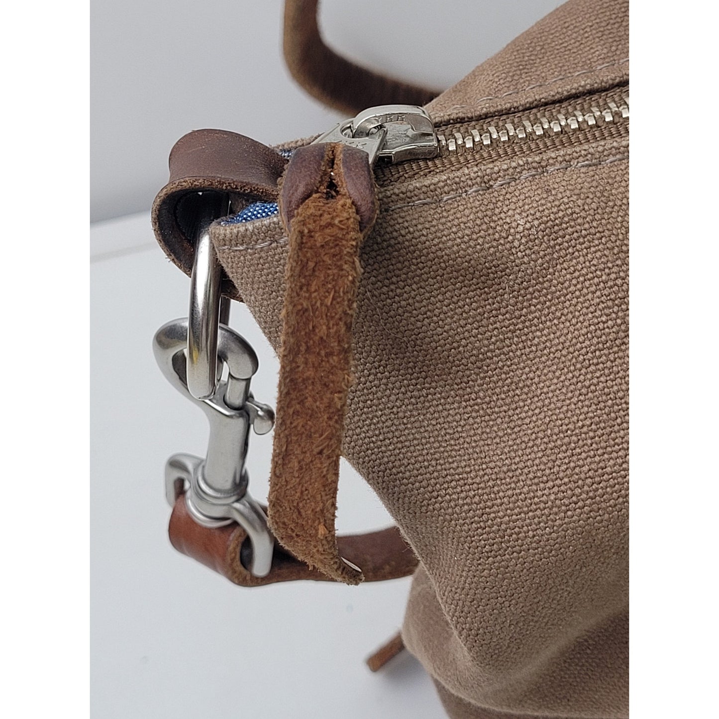 Wood & Faulk Shoulder Bag Brown Canvas Brown Leather | Made in USA