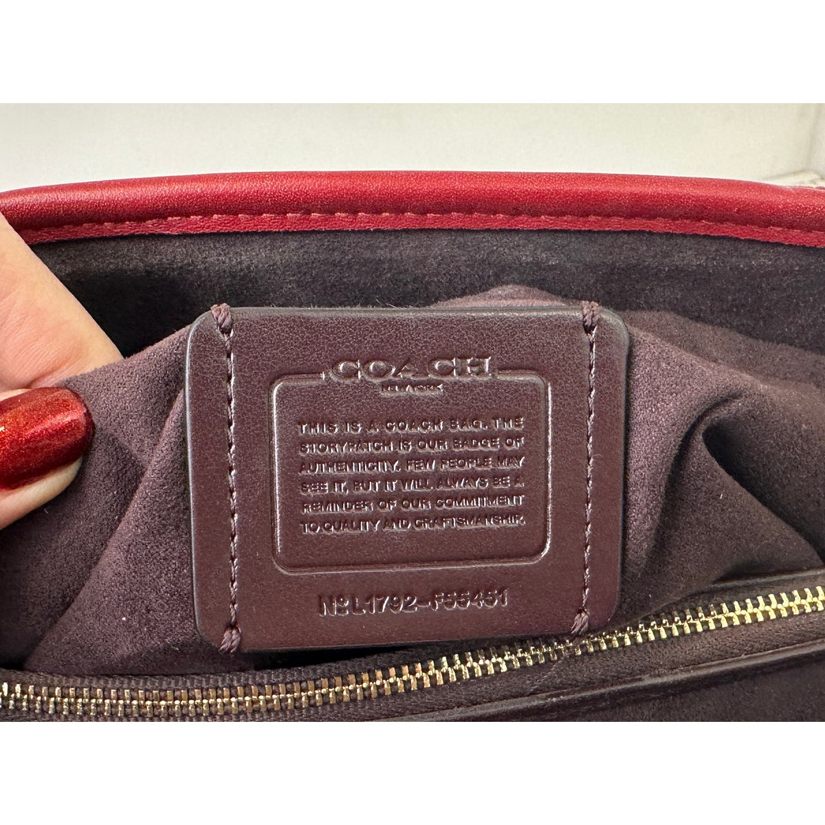 Coach Signature Debossed Patent Leather Cherry Red Small Margot Carryall