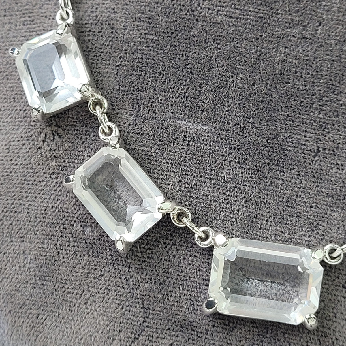 Vintage Swarovski Emerald Cut Crystal Necklace, Bracelet, Earring, Pin Set of 6