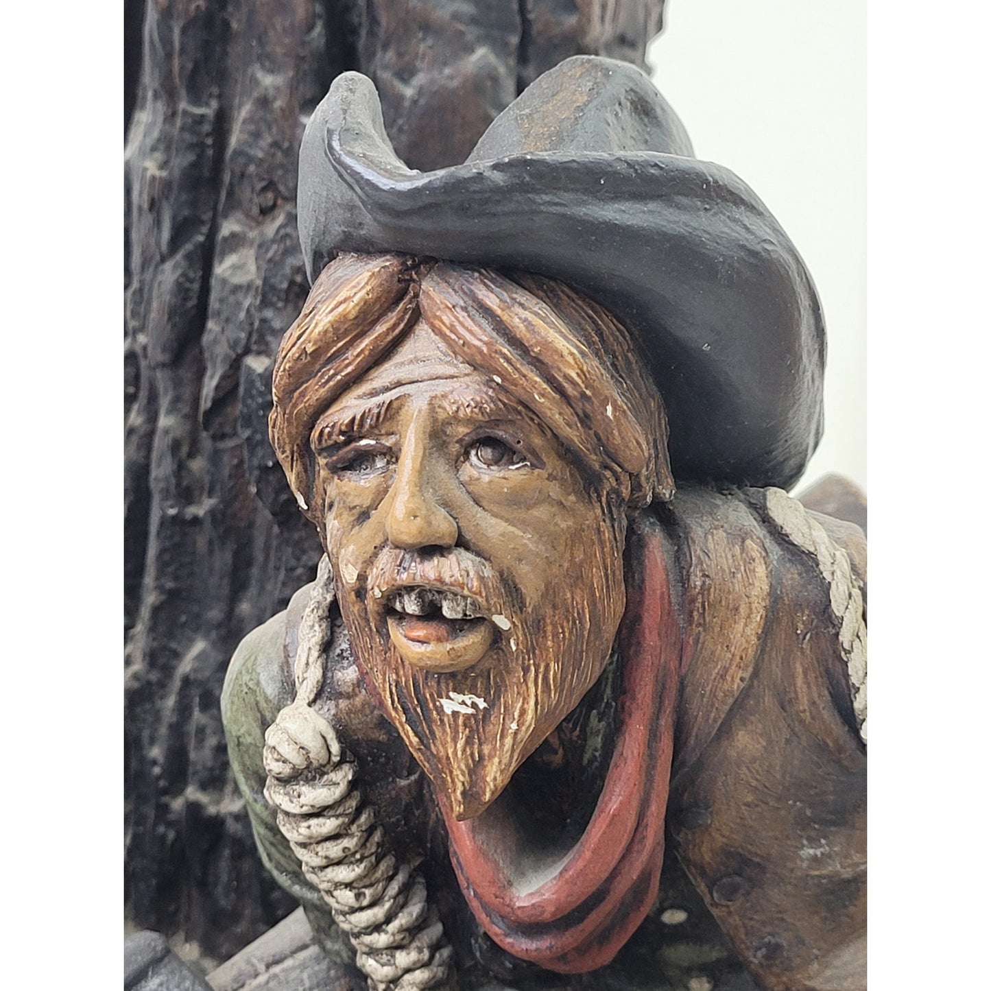 Vintage Apsit Bros Cali Western Cowboy Outlaw Chalkware Table Lamp & Shade