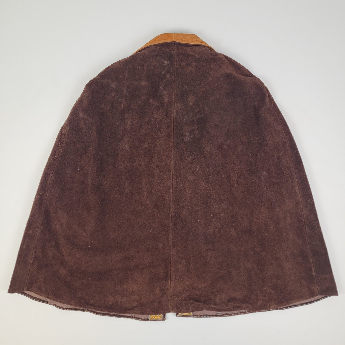 Vintage 1960s-70s Brown Suede Cape Poncho w Butterly & Flower Women's Sz XS/S