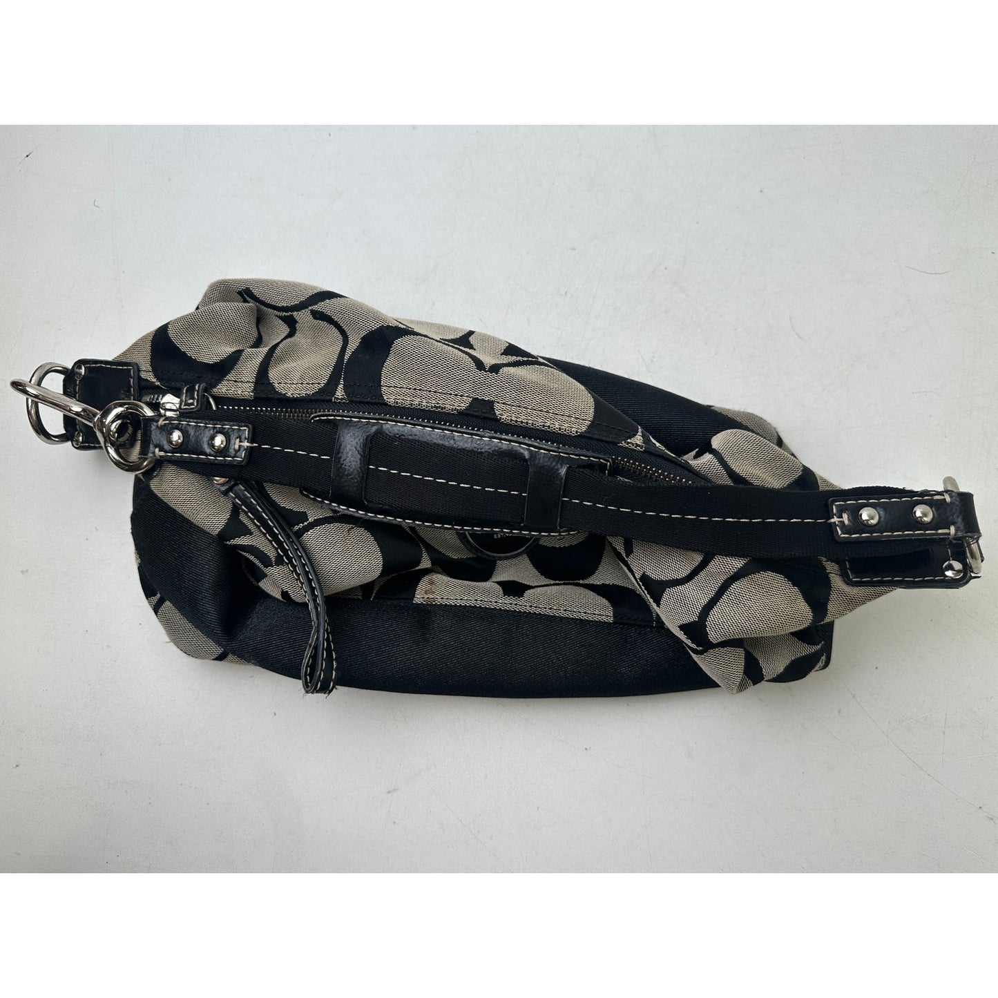 Vintage Coach Signature Stripe Black/Gray Hobo Bag