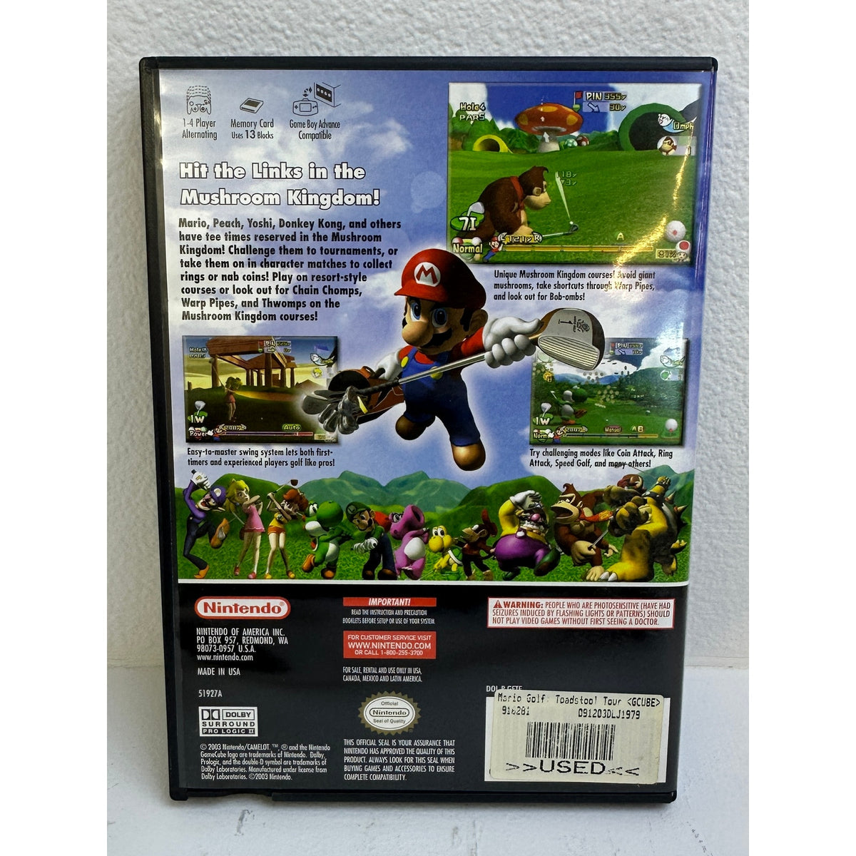 Mario Golf: Toadstool Tour (Nintendo GameCube, 2003) CIB Black Label Untested