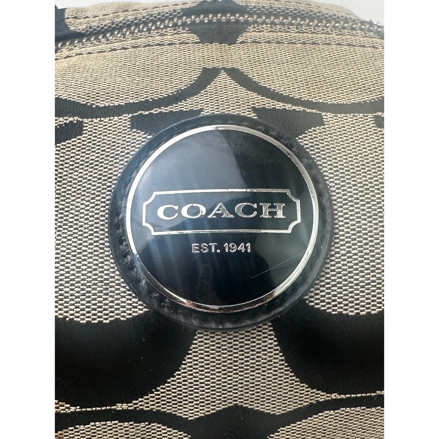 Vintage Coach Signature Stripe Black/Gray Hobo Bag