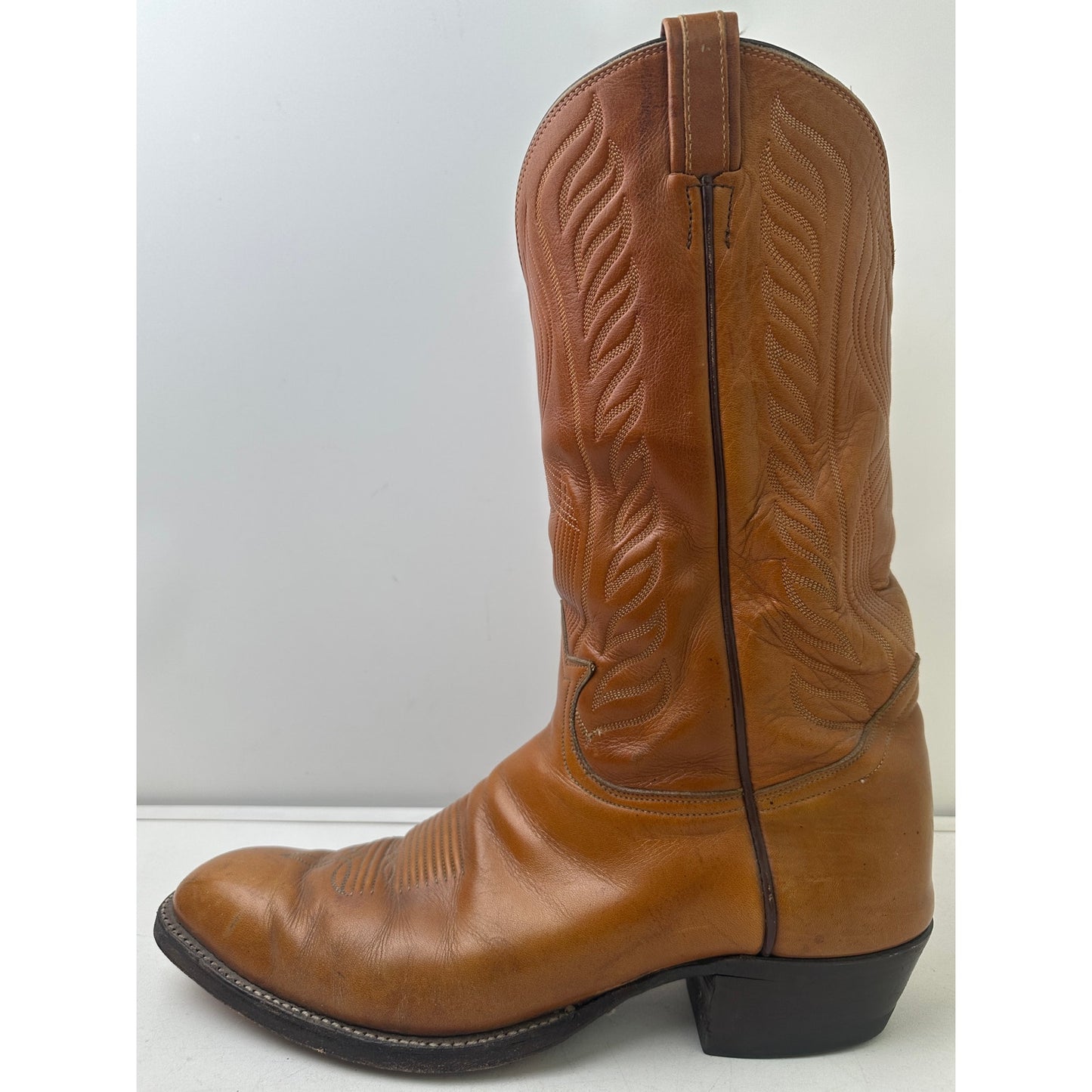 Vintage Black Label Tony Lama Cognac Leather Western Boots Men's Sz 13
