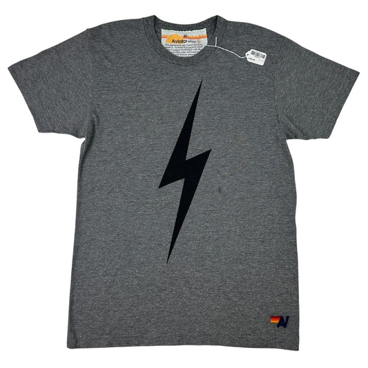 Aviator Nation Heather Grey Black Lightning Bolt Tee Men's Sz M