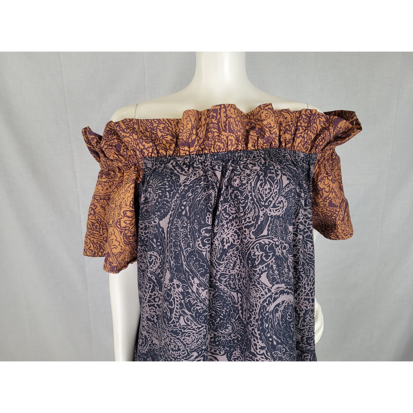 Free People Sophie Printed Off-the-Shoulder Mini Dress Women's Sz L