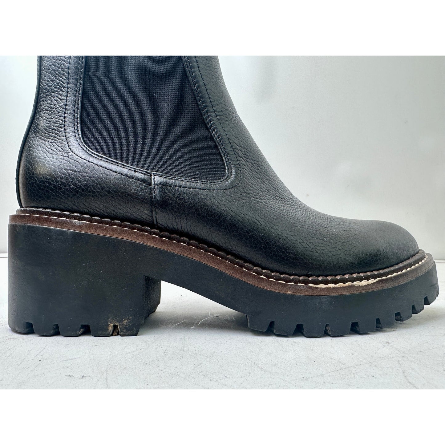 Nordstrom Water Resistant Black Leather Chelsea Lug Boots Women's Sz 8.5
