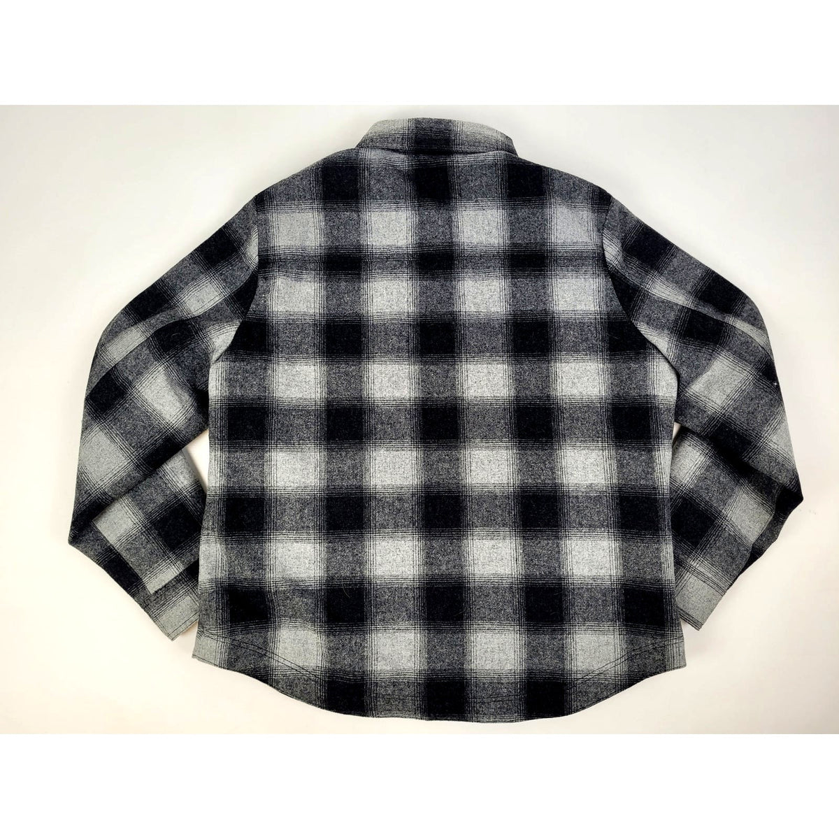 Pendleton Gray & Black Plaid Wool Blend Shirt Jacket Snap-Front Men's Sz L