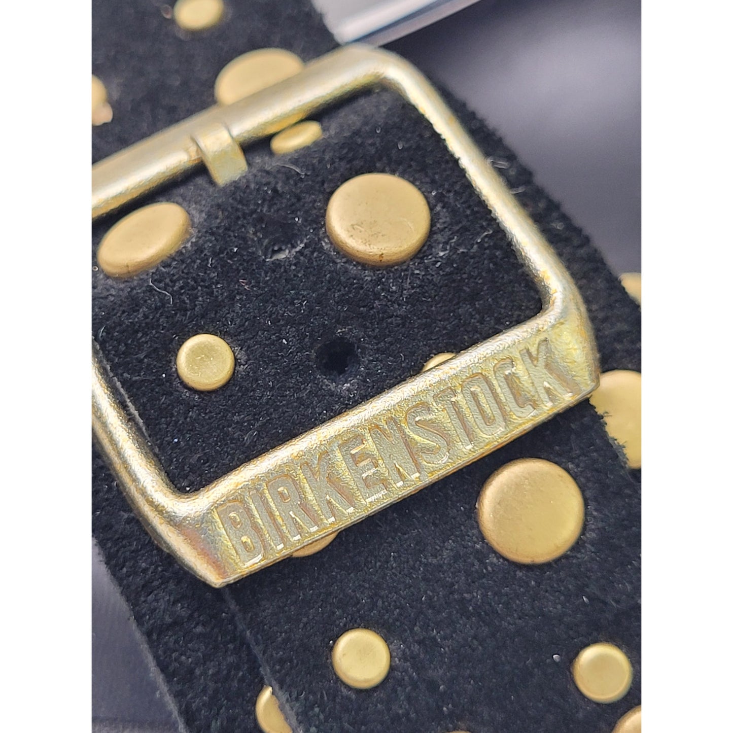 Birkenstock Arizona Rivet Sandals Black Suede Gold-Tone Studs Women's Sz 36 (5)