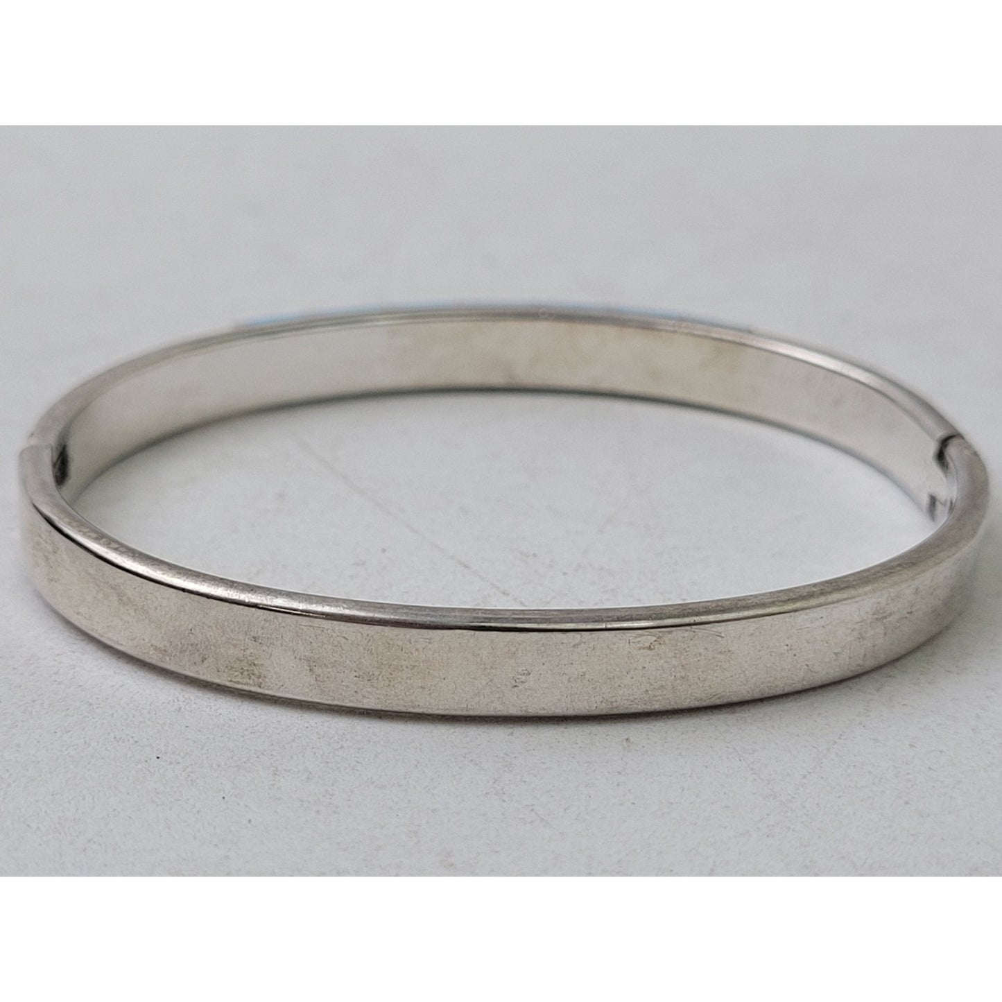 Vintage Sterling Silver Bracelet Bangle w Turquoise Stones Inlay | 26 grams