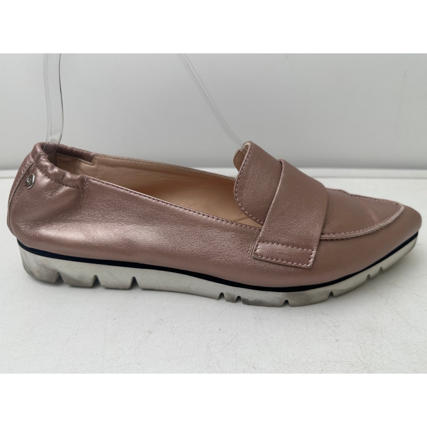 AGL Attilio Giusti Leombruni Metallic Rose Gold Micro Pointed Toe Loafers Women's Sz 8.5