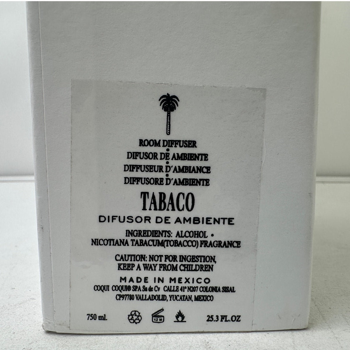 Coqui Coqui Perfumes Valladolid Yucatan Peninsula Tabaco Room Diffuser | NIB