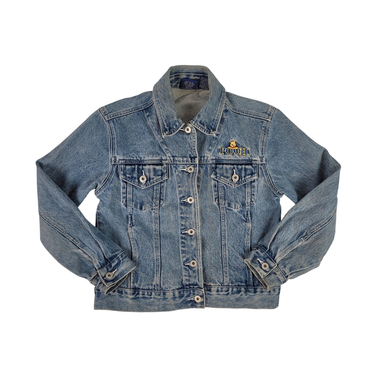 1990s Disney Winnie the Pooh Embroidered Denim Trucker Jacket Women's Sz S