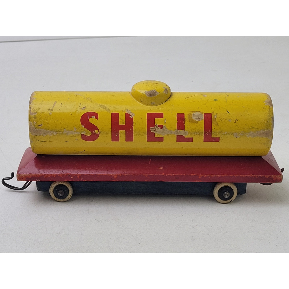1950s LEGO Hanse Wooden Train Locomotive & Rare 4-Wheel Shell Tanker | Denmark