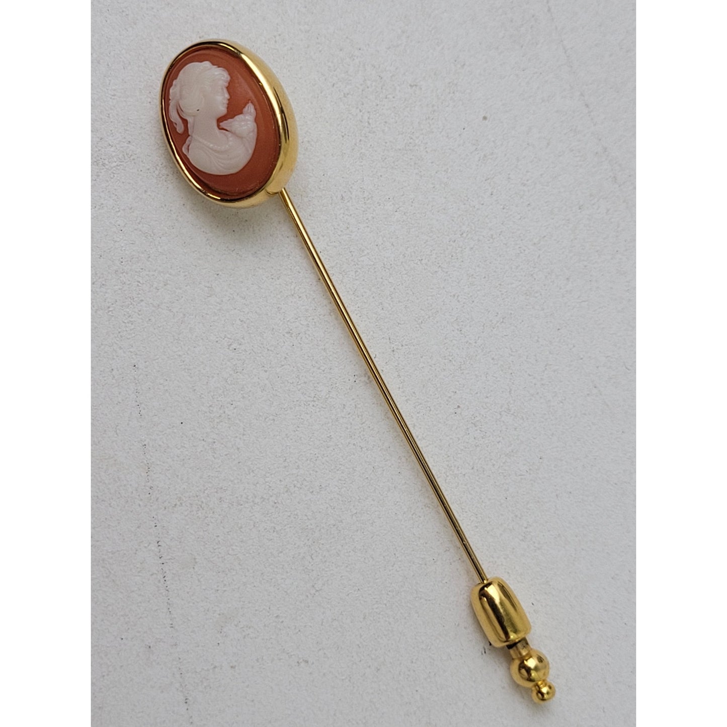 Vintage Trifari Cameo Gold-Tone Pendent Necklace, Post-Back Earring, Pin Set