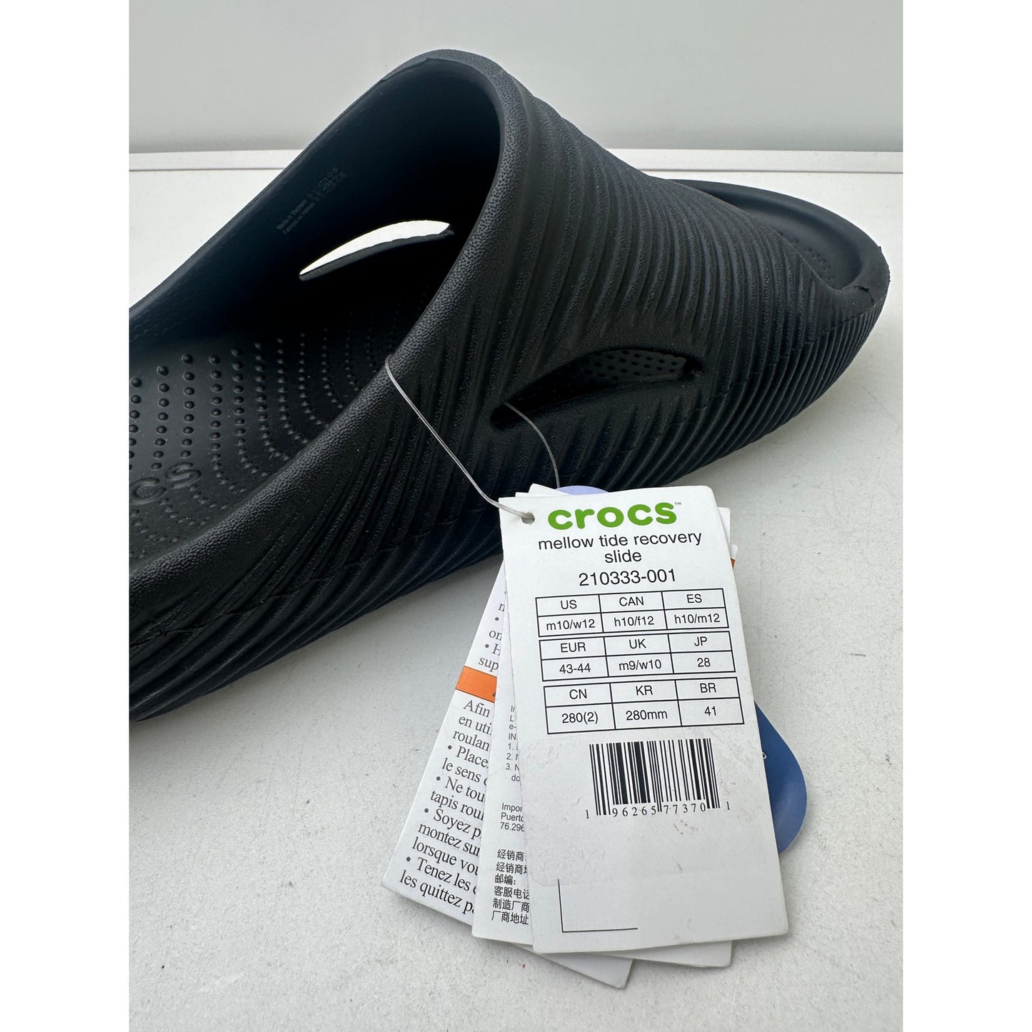 Crocs Black Unisex Mellow Recovery Slide Sandals NWT Men's 10 / Women's 12