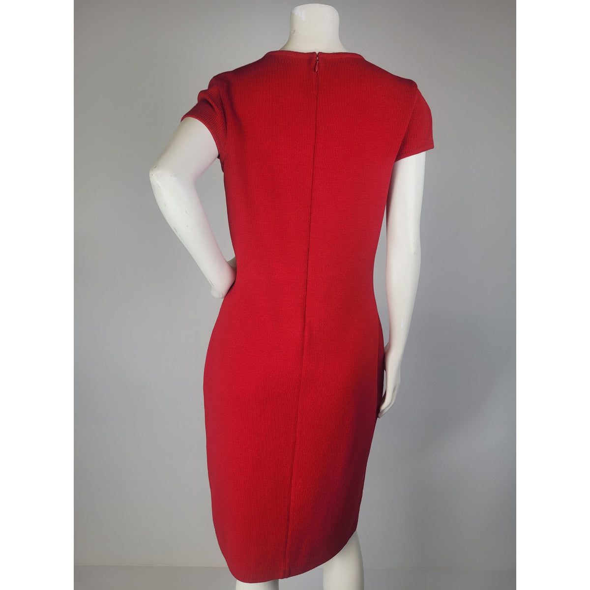 NWT St. John Collection Wool Blend Knit Sheath Dress Red Sz 6 MSRP $1210