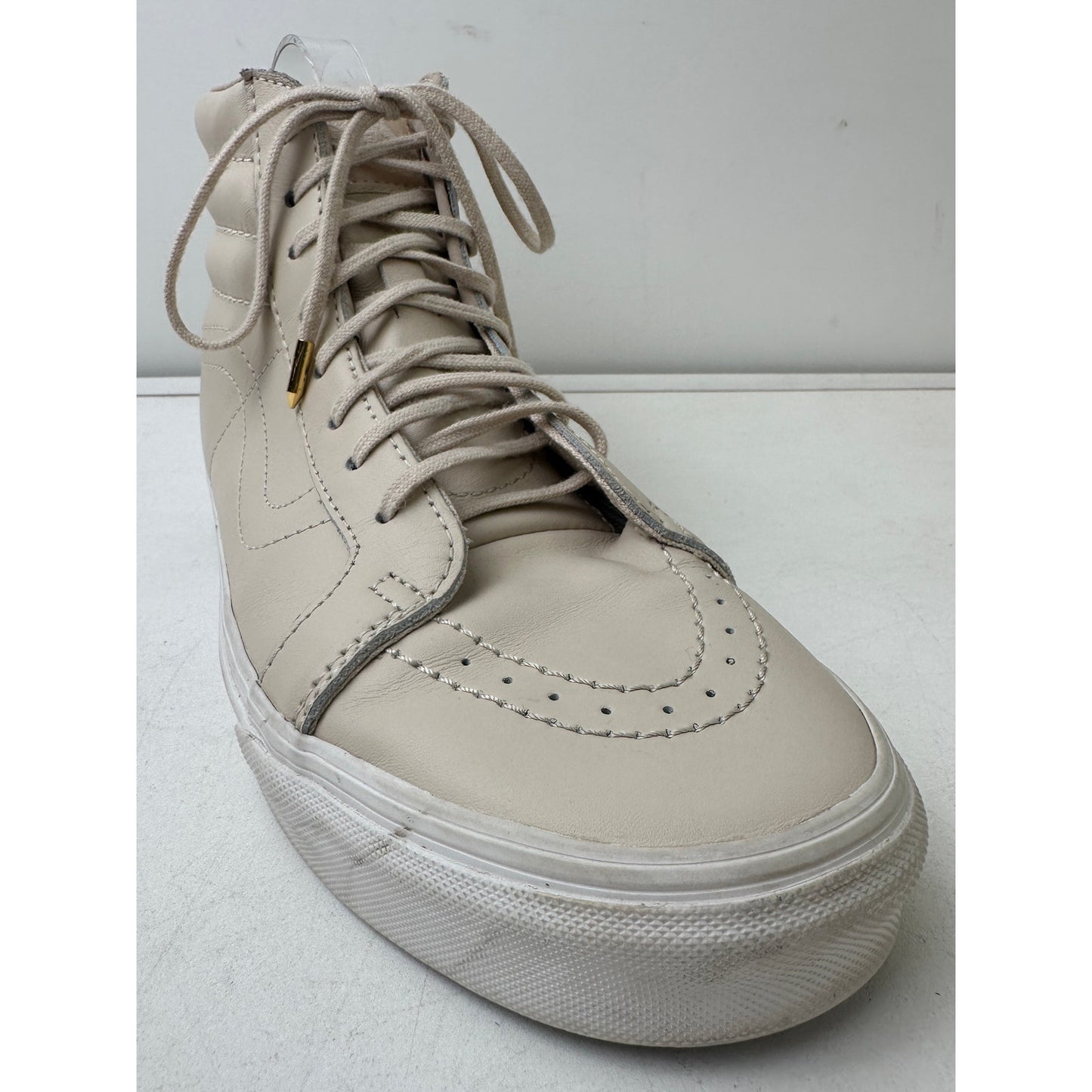 Vans Sk8-Hi Reissue DX Leather Beige Cream Skate Shoes Women's Sz 10
