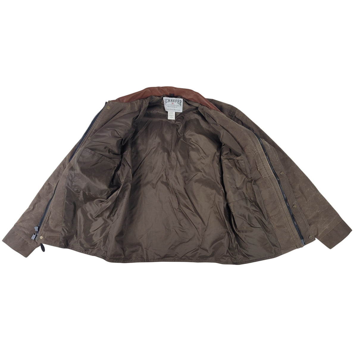 Schaefer Outfitter Western Jacket Brown Waxed Canvas Leather Collar Men's Sz S