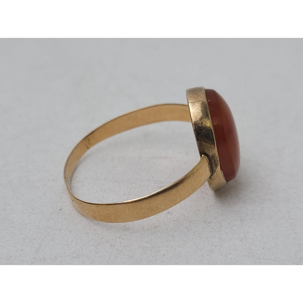 VTG 17K Yellow Gold Bezel-Set Carnelian or Agate Men's Ring Sz 11 1/4 | 3.07g