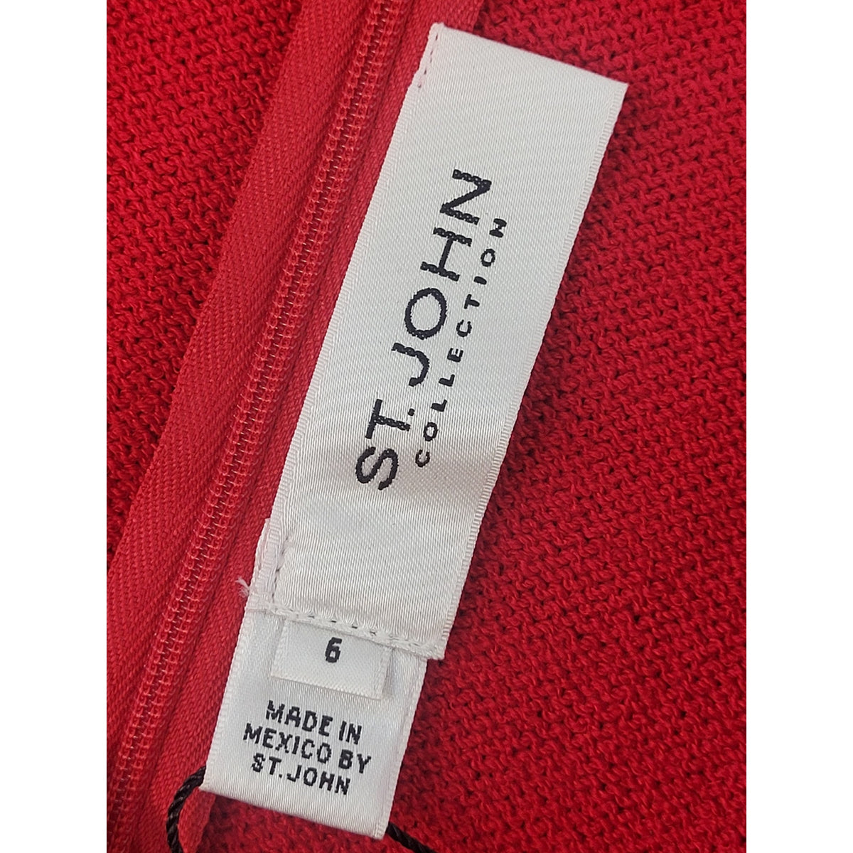 NWT St. John Collection Wool Blend Knit Sheath Dress Red Sz 6 MSRP $1210