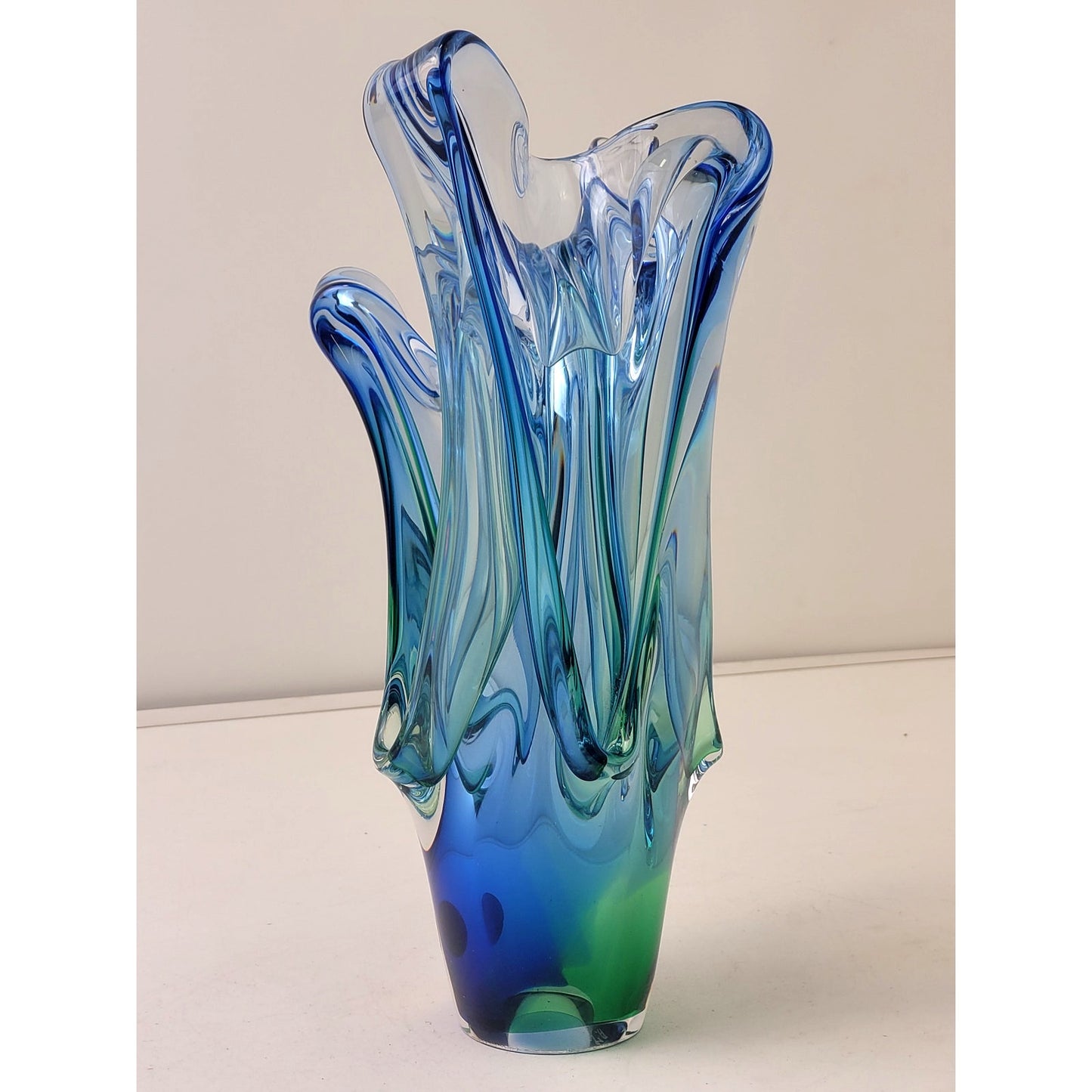 Vintage Adam Jablonski Artisan Hand-Blown Lead Crystal Vase Signed