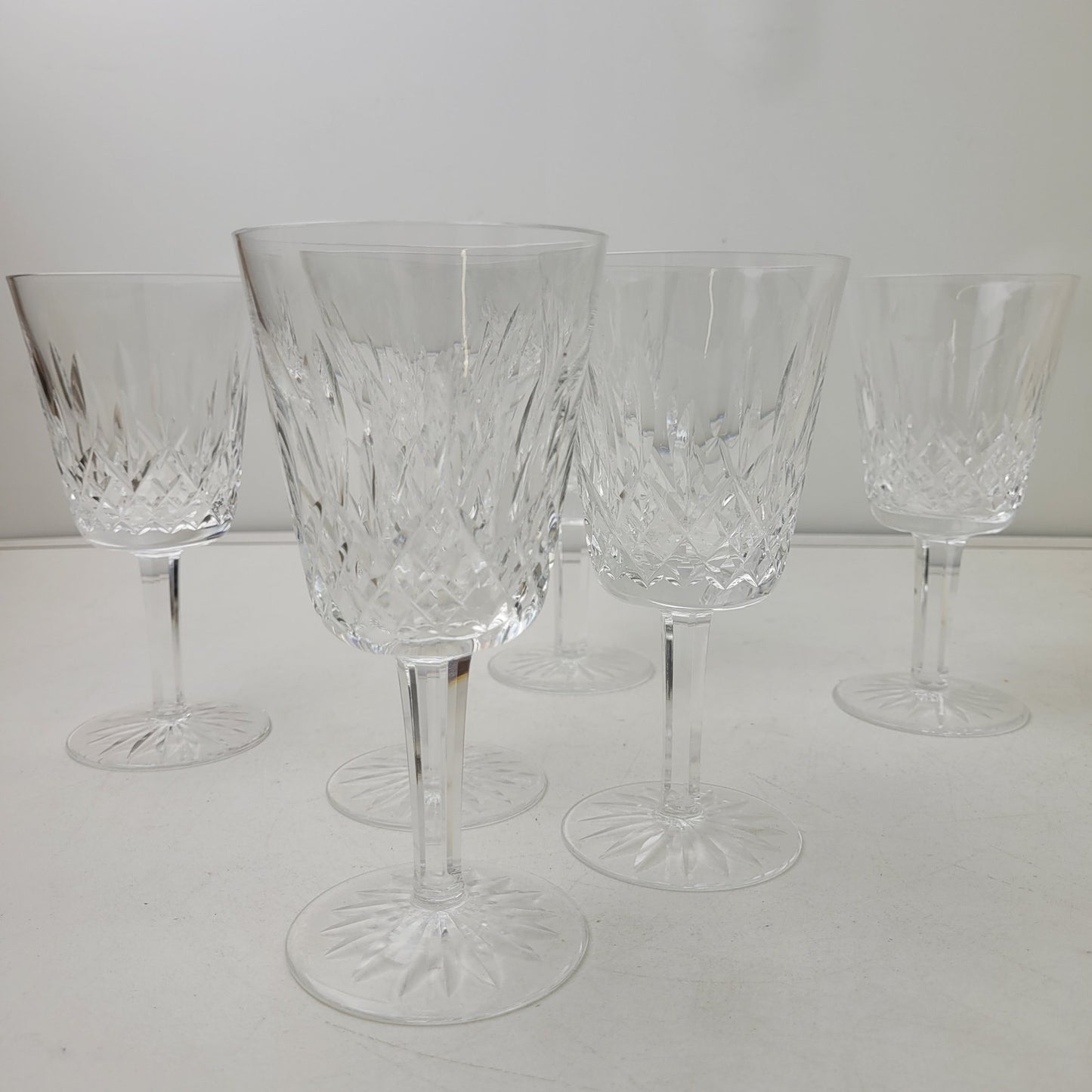 Vintage Waterford Lismore Cut Crystal Water Goblets ( Set of 6 )
