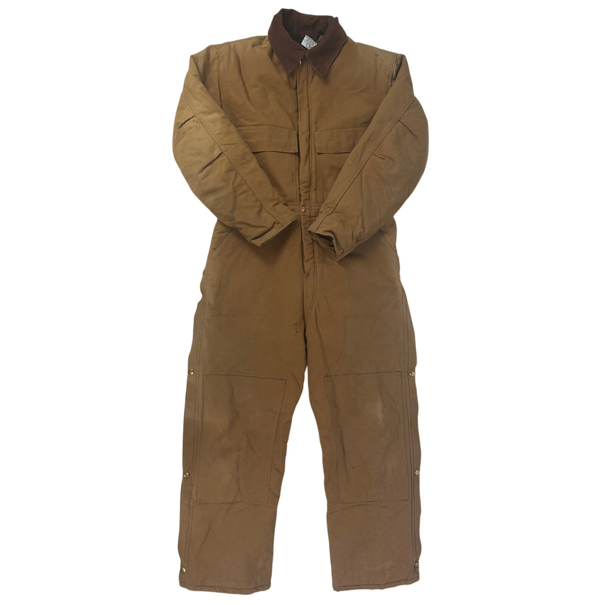 VTG Carhartt Quilt-Lined Duck Canvas Brown Workwear Coveralls Men's Sz 44 Short