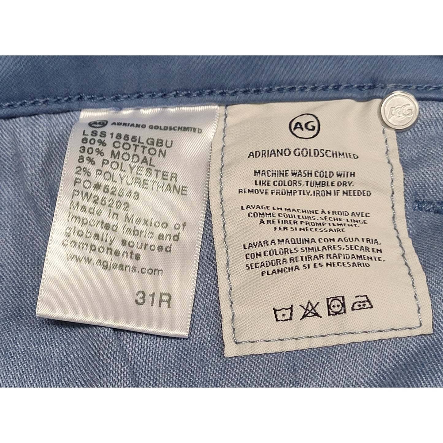 AG Adriano Goldschmied Slate Blue Prima Cigarette Ankle Pants Women's Sz 31