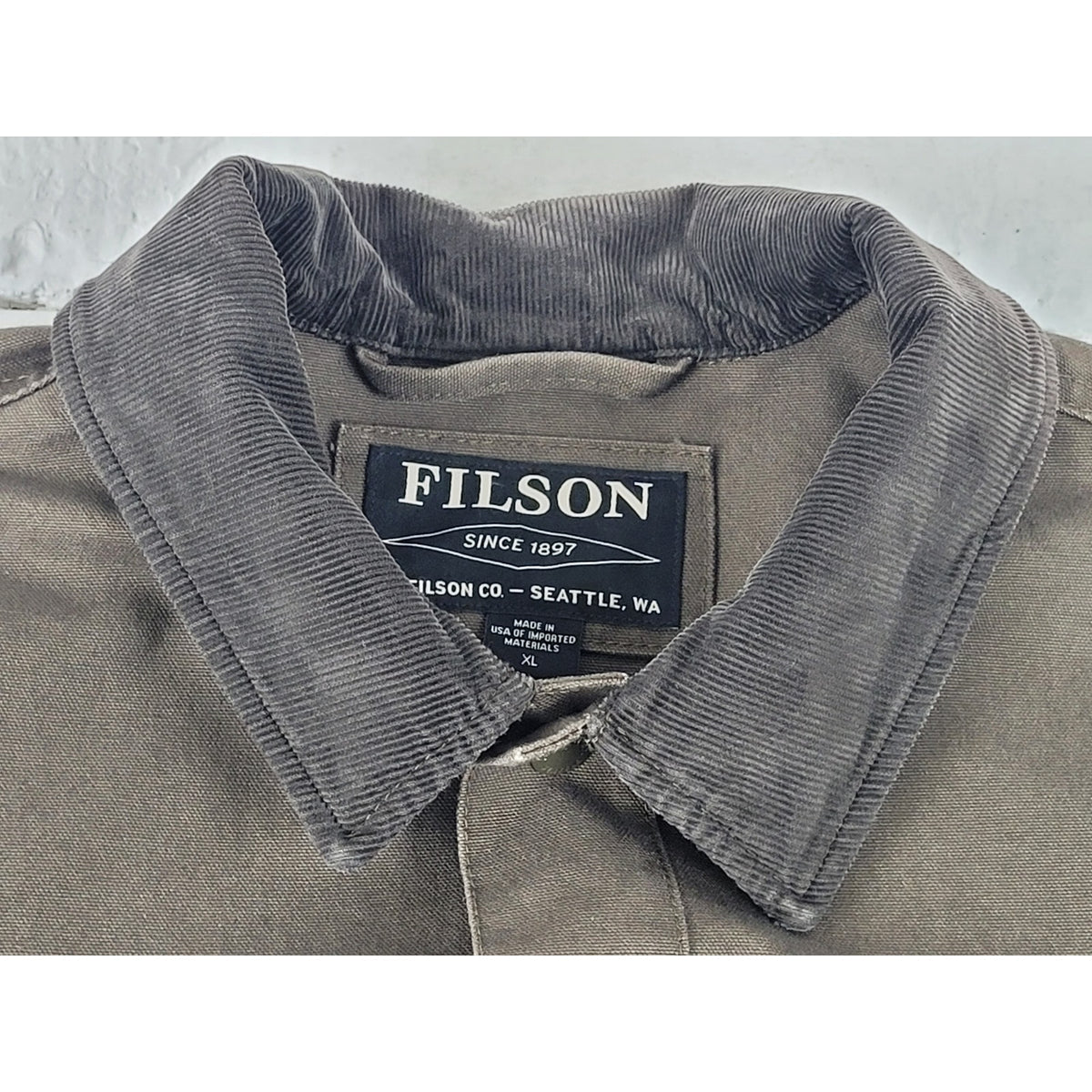 Filson Stonewashed Canvas Cruiser Green Jacket | Made in USA | Men's Sz XL