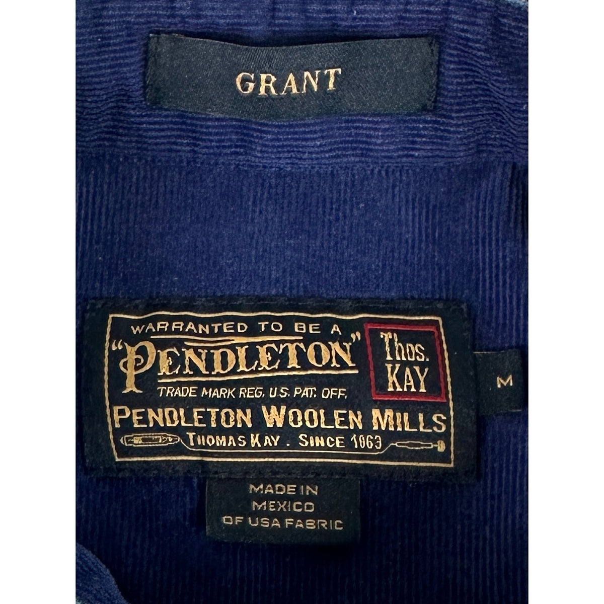Pendleton Blue Plaid Long Sleeve Wool Shirt Cotton Lined Collar Men's Sz M