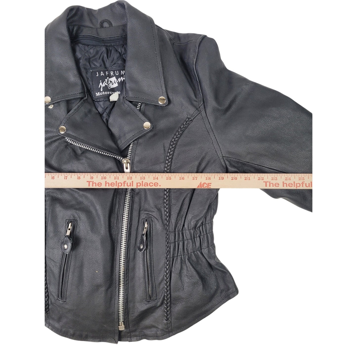 Vintage Jafrum Cinched Waist Leather Motorcycle Jacket Women's Sz L/XL