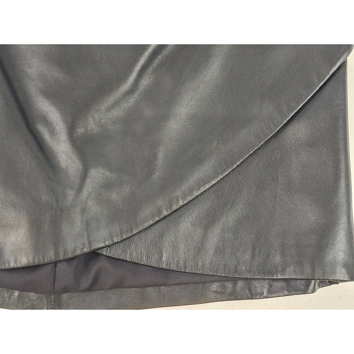 Banana Republic Black Leather Asymmetrical Wrap Mini Skirt Women's Sz 12 NWT