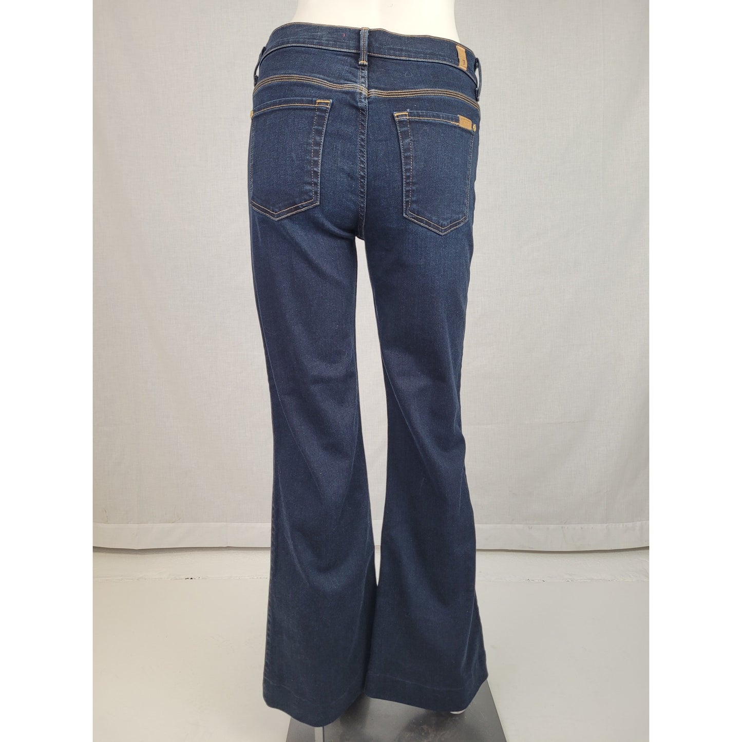7 for All Mankind Ginger Dark Blue Jeans Flare Wide Leg Sz 29