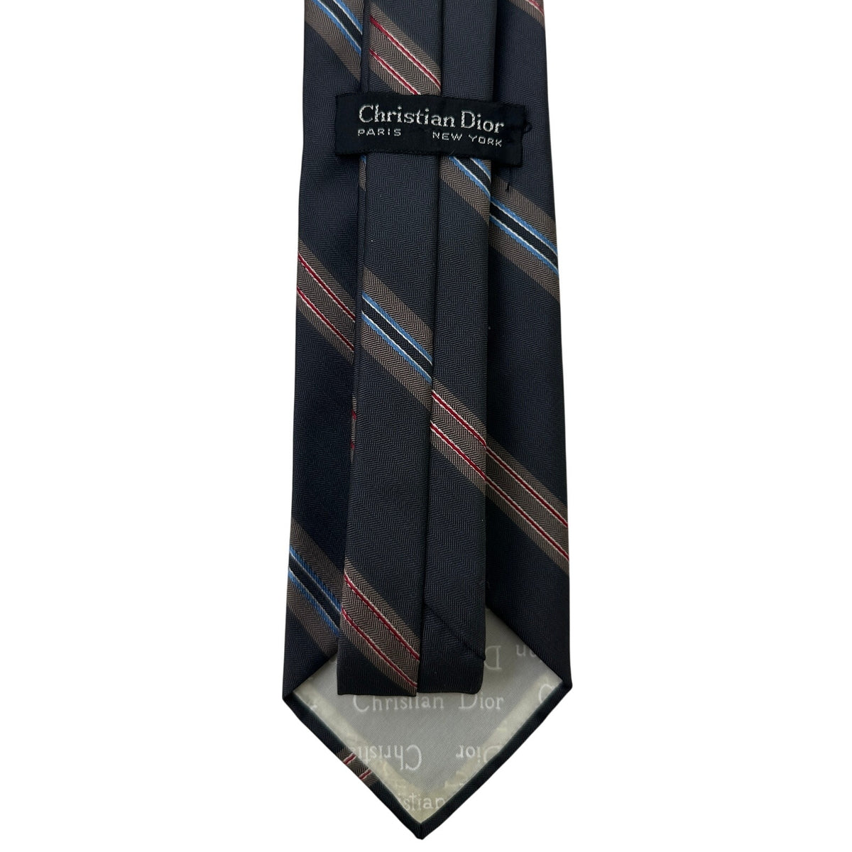 Vintage Christian Dior Embroidered Logo Striped Men's Necktie