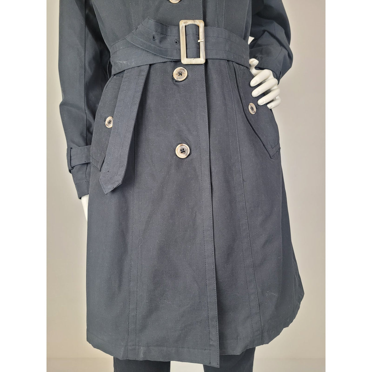 Pendleton Ladies' Waterproof Trench Coat Black Plaid-Lined Sz XS