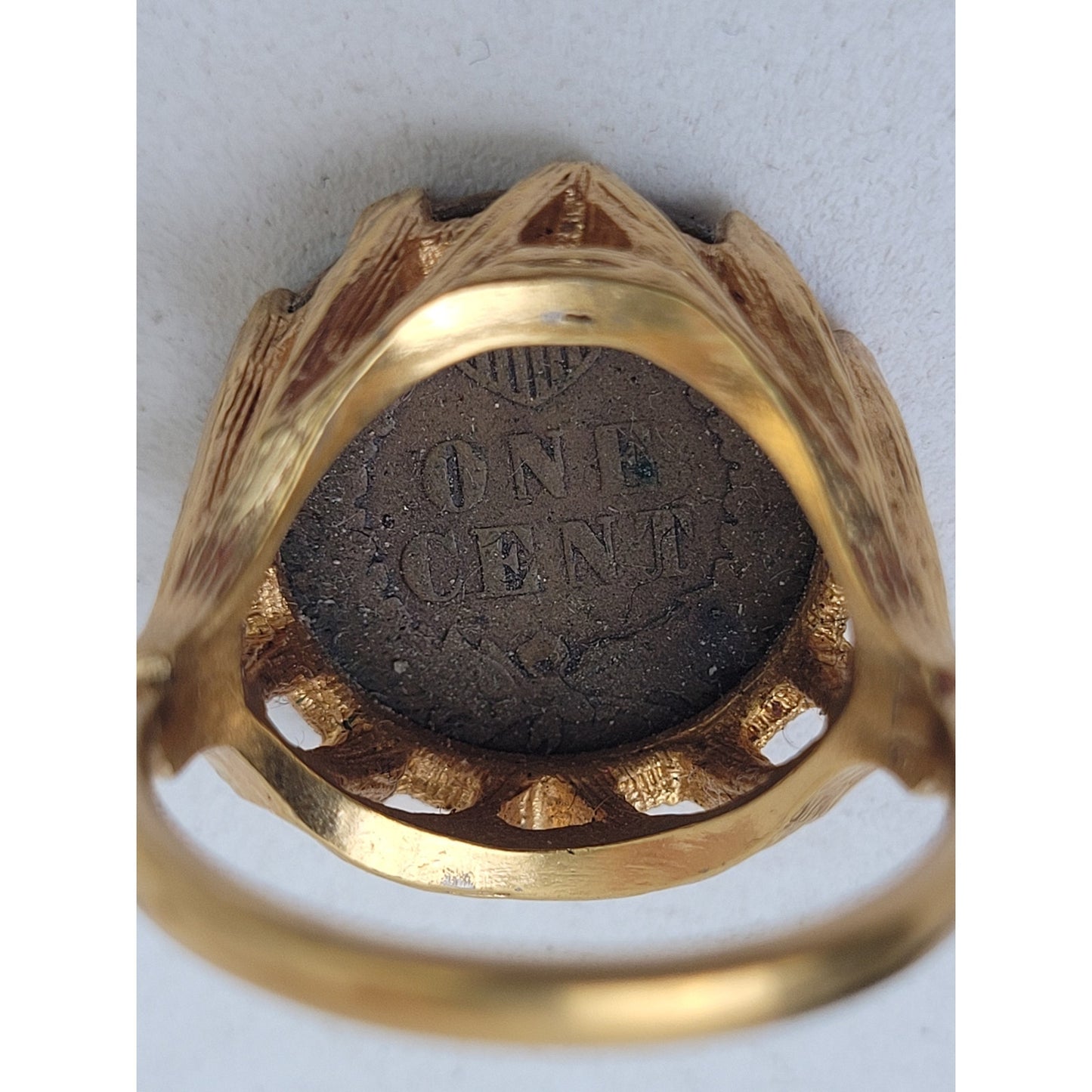 Vintage 1907 Penny Ring 18K GE Gold Electroplated Band | Sz 8.75