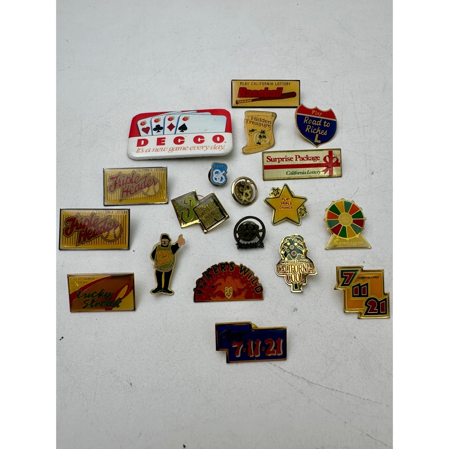 Lot of Vintage California Lottery Lapel Pins