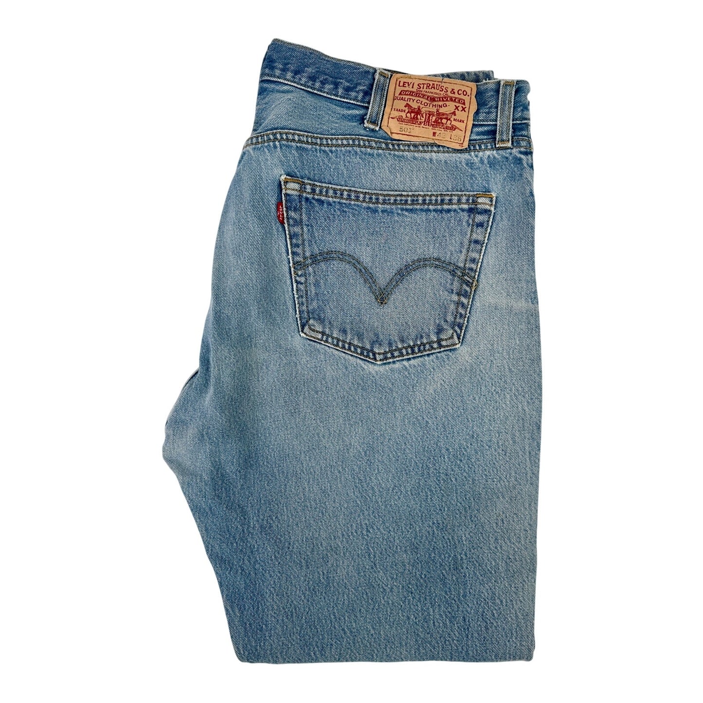 Vintage Levi's 501 Distressed Blue Jeans Men's Sz 42" x 35"