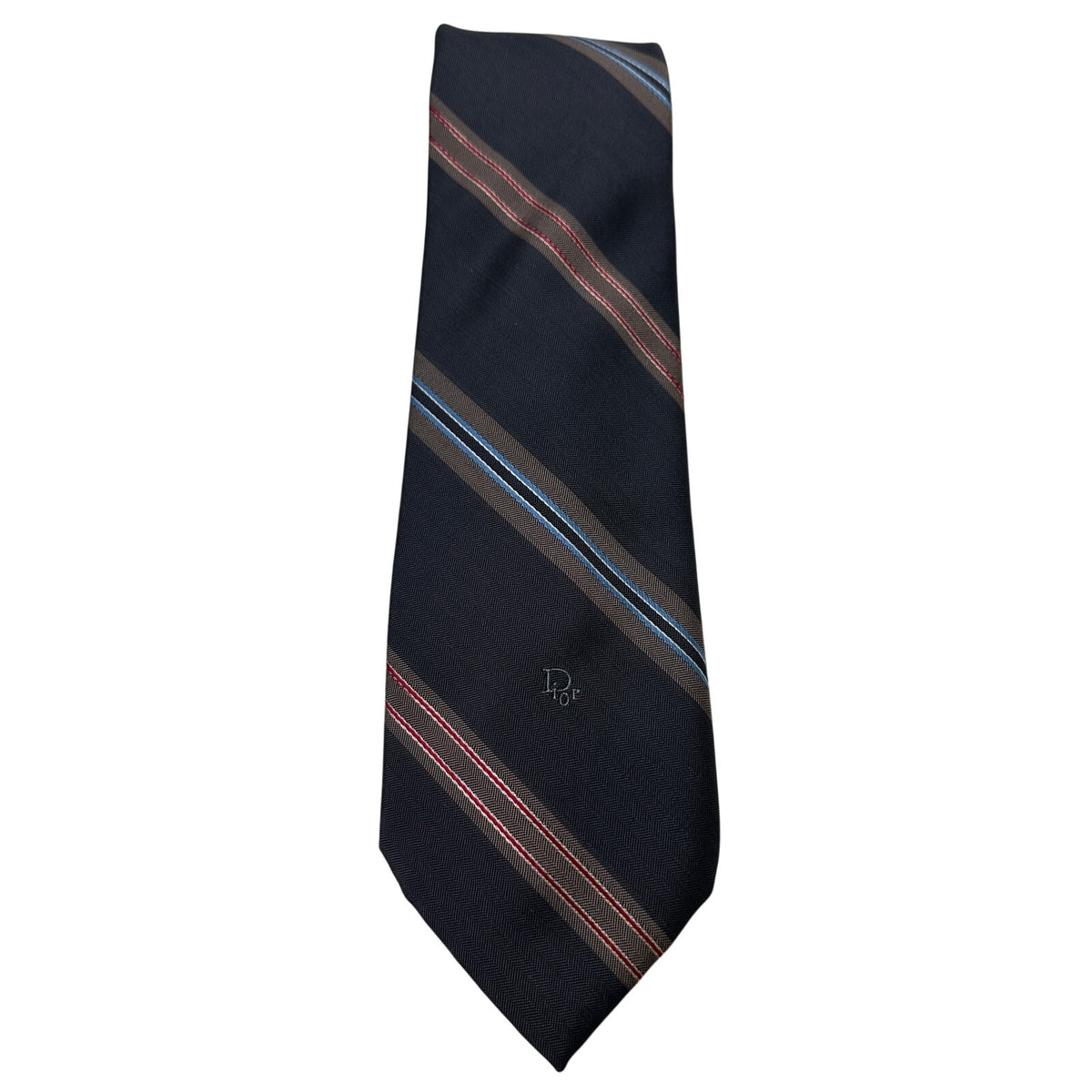 Vintage Christian Dior Embroidered Logo Striped Men's Necktie