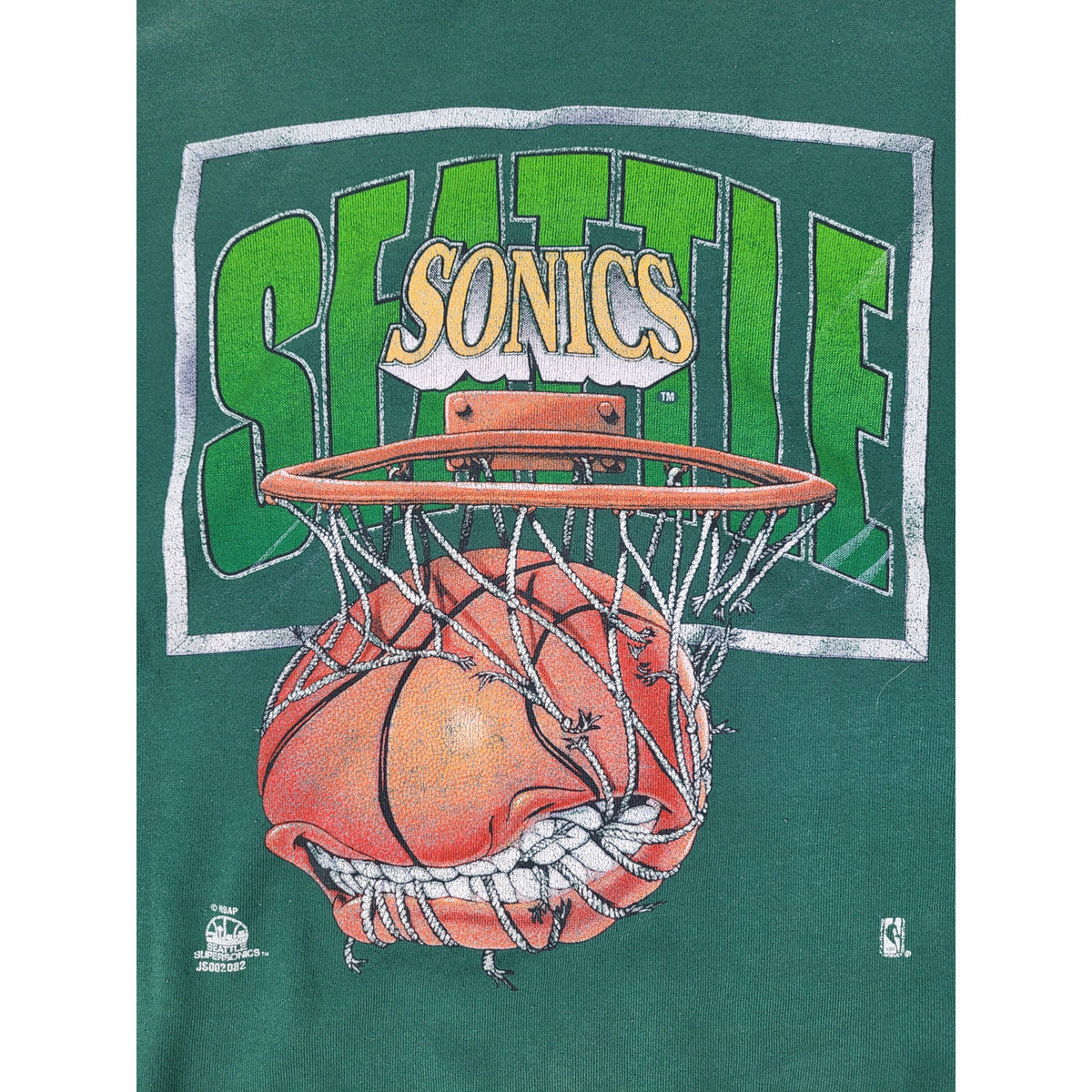Vintage 90s Hanes Seattle SuperSonics "Net City" Crewneck Sweatshirt Sz XL
